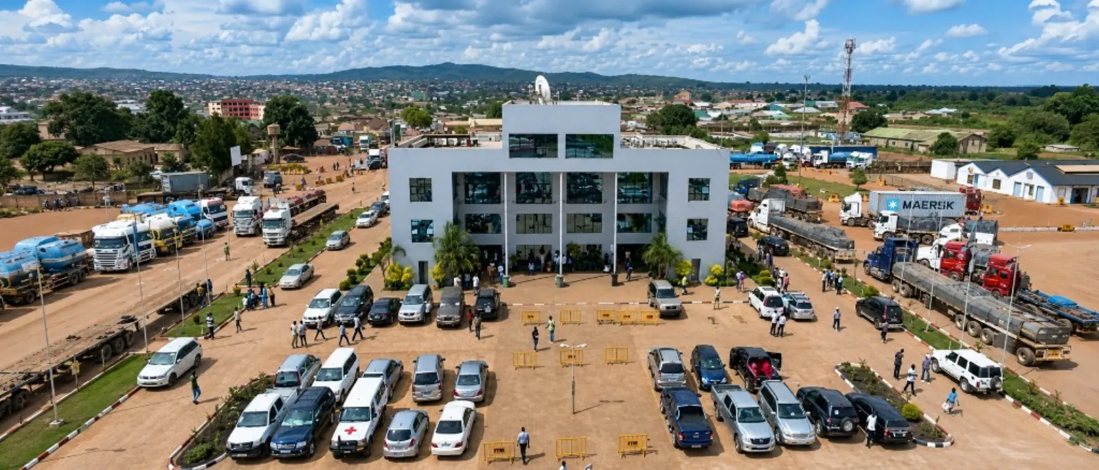 Centre de coordination logistique IBS — vue aérienne d'un site frontière